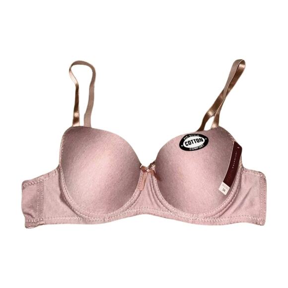 Sofra Pink Underwire Cup Lace Bottom Cotton Fit And Style Bra Size 34A - Picture 1 of 3